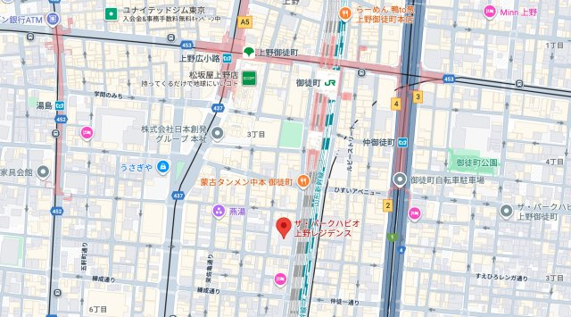 ザ・パークハビオ上野レジデンスの地図