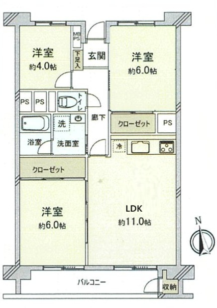 取手中央タウンE棟の間取り
