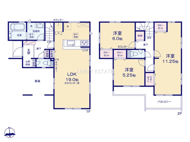 草加市新里町 新築分譲住宅 全2棟 2号棟の間取り