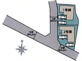 草加市新里町 新築分譲住宅 全2棟 2号棟の区画図