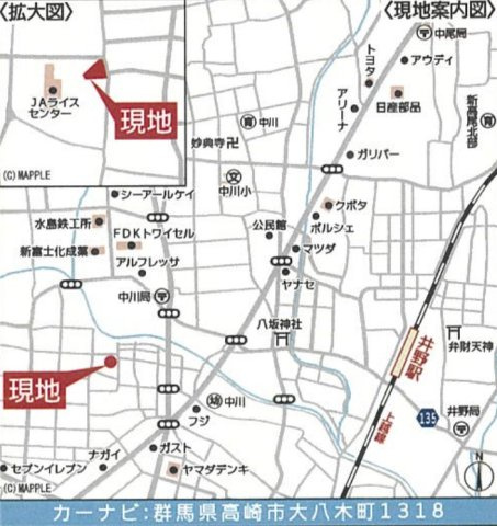 高崎市大八木町第5　２号棟(全２棟)　クレイドルガーデン　新築建売分譲の地図