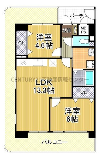 【間取り】 | ビーバードルチェ阿波座 | 室内リフォーム済（令和７年１２月実施）