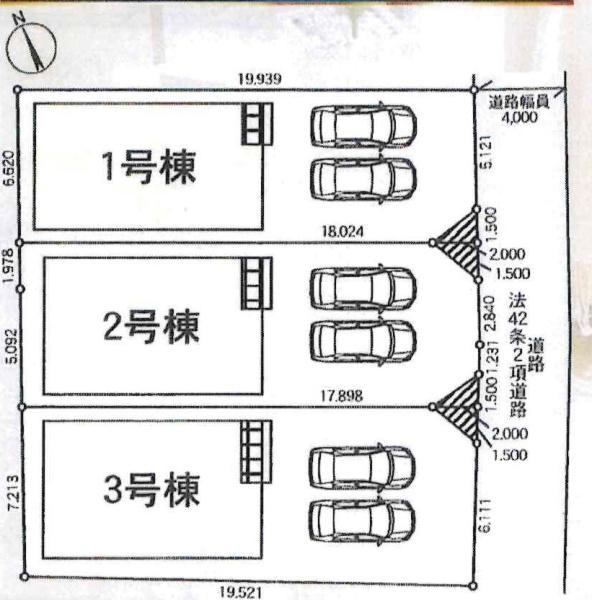 蒲郡市豊岡町第8 全3棟・2号棟の区画図|2号棟です。