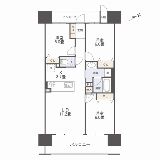 アルファステイツ大学病院通りの居間・リビング|南東向きのため、日中は室内に陽が差し込み明るい空間となります♪