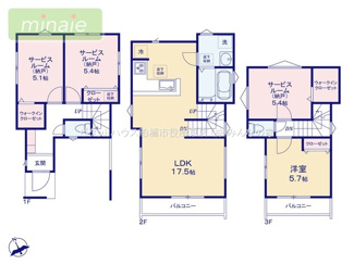 【間取り】 | 水廻り集中型　食洗器付き　リビングイン階段　全6棟　3号棟　新井 | LDK17.8帖あり開放的があります♪