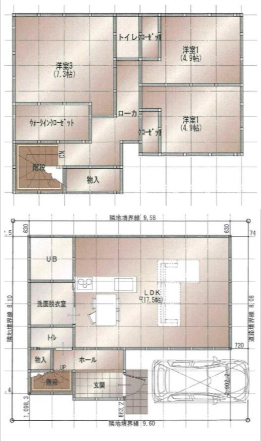 豊中市小曽根1丁目　建築条件付き土地の土地図＋建物プラン例|参考プラン図　※間取り変更等、ご要望に合わせて打ち合わせできます
