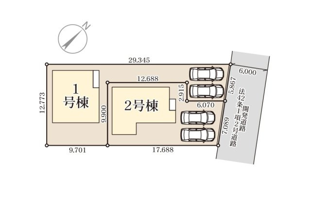 上益城郡益城町広崎第4-2棟(2号棟)の区画図|配置図（2号棟）