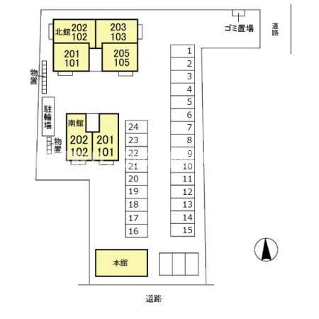 柏崎市東本町３丁目のアパートの区画図