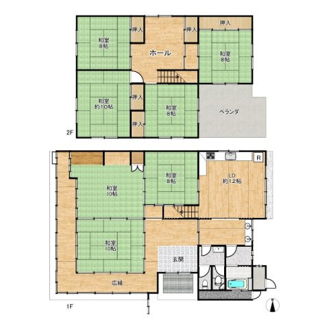 【間取り】 | 禁野本町2丁目（古民家住宅＋店舗） | ７LDKの間取り