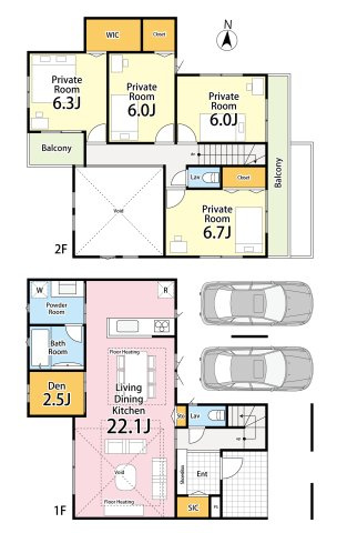 ＜LIBERi リーベリー＞練馬区桜台3丁目　土地46坪×建築条件なし　生活快適エリアの参考プラン|4LDK+SIC+WIC+DEN+カースペース2台分　敷地面積 152.40ｍ2　建物面積 117.58ｍ2