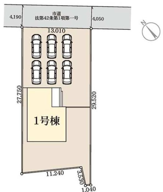 リーブルガーデンＳ第３前橋幸塚　１号棟の区画図|駐車場６台以上ご用意しています！来客時も重宝しますよ♪