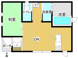 【間取り】 | 中古一戸建　倉敷市日吉町　1DK　平屋建 | 無駄のないコンパクトな生活が実現できる１ＤＫ