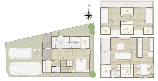 尼崎市若王寺１丁目　２区画分譲地　１号地の参考プラン