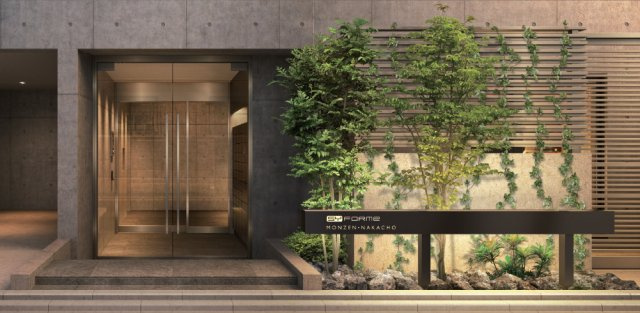 SYFORME MONZEN-NAKACHOのエントランス|落ち着いたエントランスです