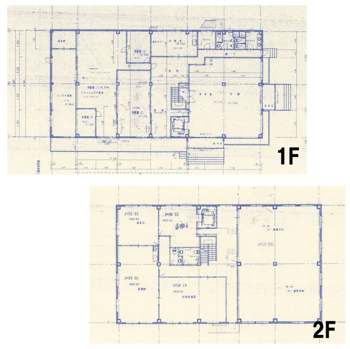 高崎新保売り事務所の間取り|１F事務所と作業場、２F事務所と倉庫