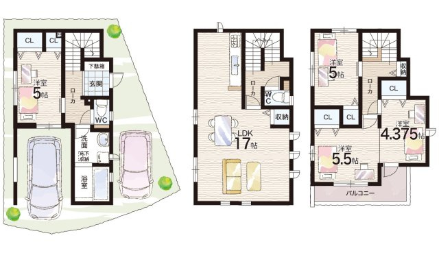 明石市松江　新築一戸建ての間取り|2号地
