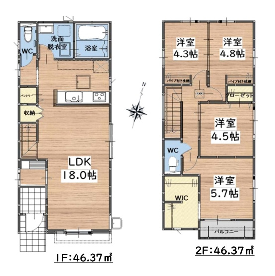 【間取り】 | 春日市小倉4丁目1期　2号棟（全2棟）【仲介手数料無料・0円】 | 平日、土日祝日もお好きな日時にご見学可能です。お気軽にお問合せ下さい。