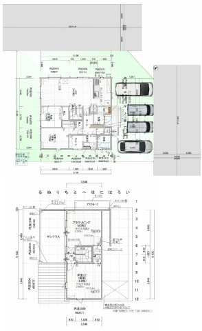 ガーデンコート宝積寺　全3区画の参考プラン|【34N5.0a サンテラス・2階テラスプラン】
1階にLDKや水回り、家族みんなで共有できる収納などを集め、2階には+αの屋外空間「SUN TERRACE」と、プラスリビング、寝室を配置しました。