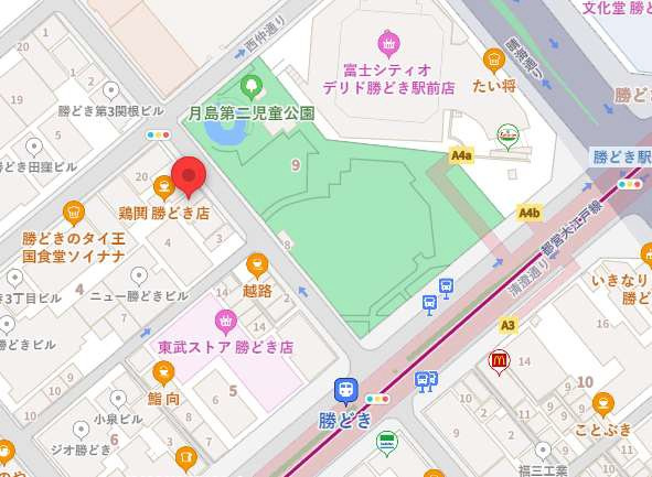 中央区勝どき３丁目戸建ての地図