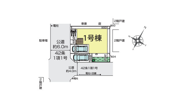 桶川市下日出谷　新築一戸建て　ブルーミングガーデン　01の区画図|1号棟