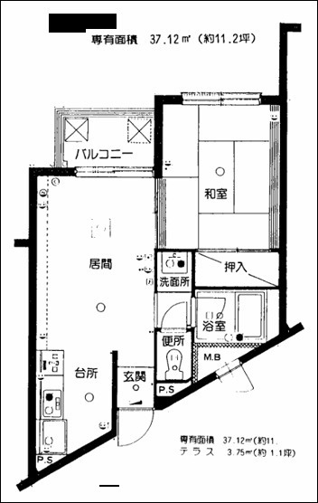 藤田宇佐美マンションB号の間取り