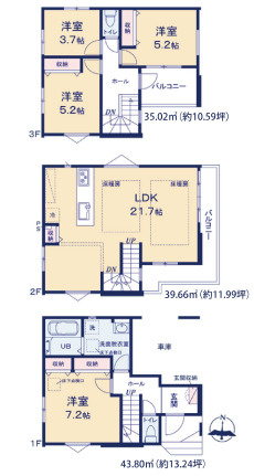 【間取り】 | 福岡市西区小戸3丁目4期　3号棟（全3棟）【仲介手数料無料・0円】 | 平日、土日祝日もお好きな日時にご見学可能です。お気軽にお問合せ下さい。