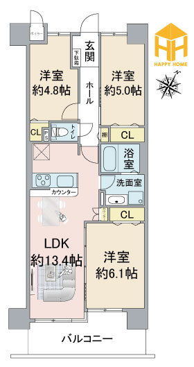 サンヴェール尼崎パルシティの間取り|※現況と図面が異なる場合現況を優先いたします。