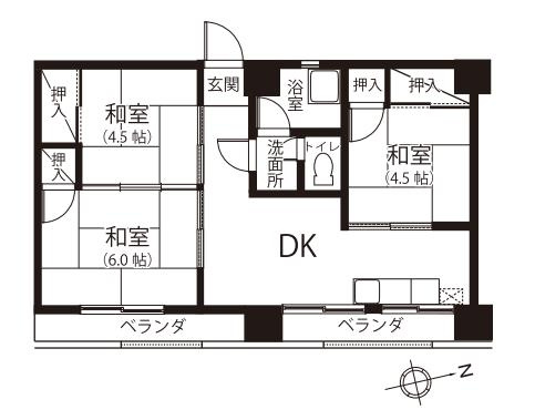大和コーポの間取り