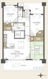 プラウド大宮日進の間取り|プラウド大宮日進、3LDK、専有面積75.59m2、バルコニー面積15.80m2