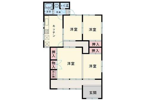 富津市富津　中古戸建の間取り|建物面積：９０．４８平米（２７．３７坪）