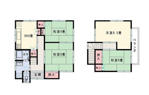 木更津市文京５丁目　中古戸建の間取り|建物面積：８２．１９㎡（２４．８６坪）