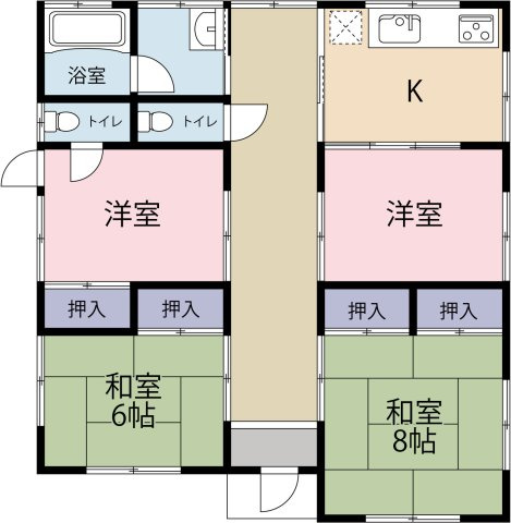 いすみ市岬町江場土　中古戸建の間取り|建物面積：86.12㎡(26.05坪)