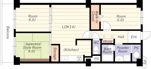 【間取り】 | 穂積台グランドコーポ | 南向き！陽当り通風眺望良好・平成２９年７月室内リフォーム履歴有・全居室６帖以上確保