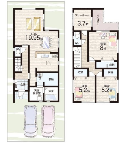 大阪市生野区田島　新築一戸建ての間取り|1号地