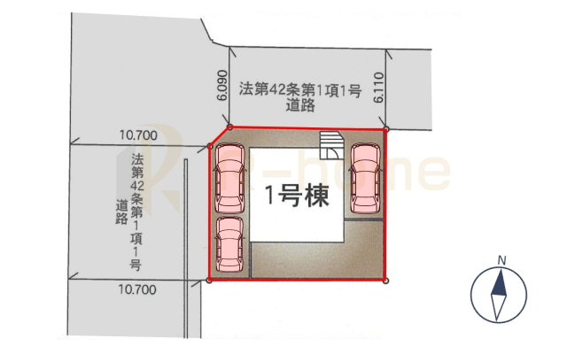 つくば市自由ケ丘第10　新築戸建て　1号棟の区画図|大きなお買い物だからこそ、メリット・デメリットを伝えさせて頂きます。
R-homeにお任せください♪