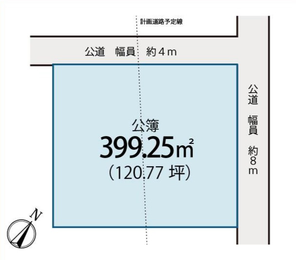 敷地面積120坪　売地　川越市旭町の土地図|区画図　敷地面積広々とした120坪以上！アパーとやクリニックにも！整形地！角地！
建築条件なし！お好きなハウスメーカーで夢のマイホームを建築可能！
現況は駐車場。