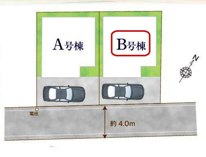 清瀬市竹丘3丁目・全2棟　新築一戸建　B号棟の区画図|【全2棟・B号棟】整形地・土地面積82.29平米（約24.89坪）