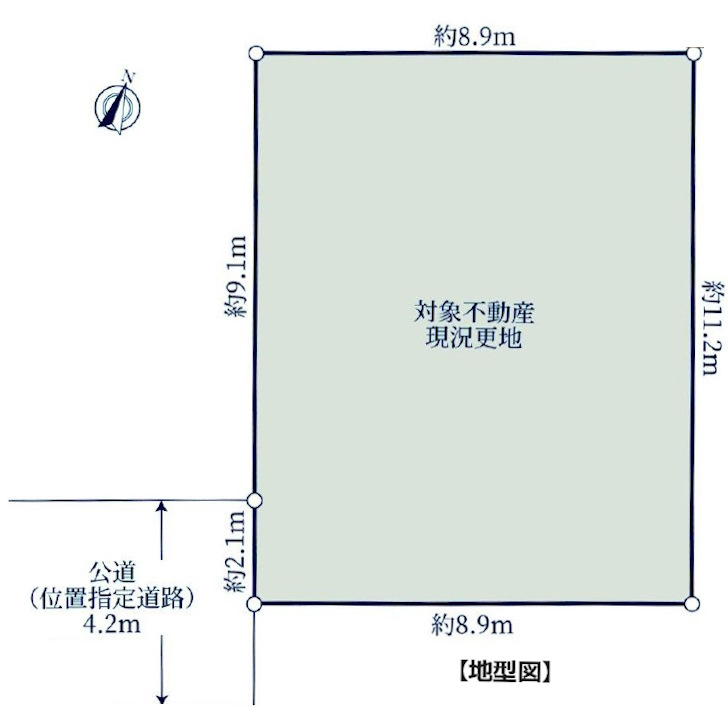 敷地面積30.4坪　売地　川越市的場の土地図|区画図　敷地面積30.4坪！整形地！建築条件なし！お好きなハウスメーカーで建築可能です♪