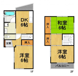 門戸岡田町貸家Ｄ棟の間取り