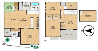 【間取り】 | 東大阪市三島3丁目　築浅中古戸建 | 広々とした5LDK