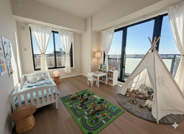 セレスト吉川の洋室|現況の物件写真にCGによる画像処理を行っています。家具、家電、小物、カーテン等はイメージはCGです。