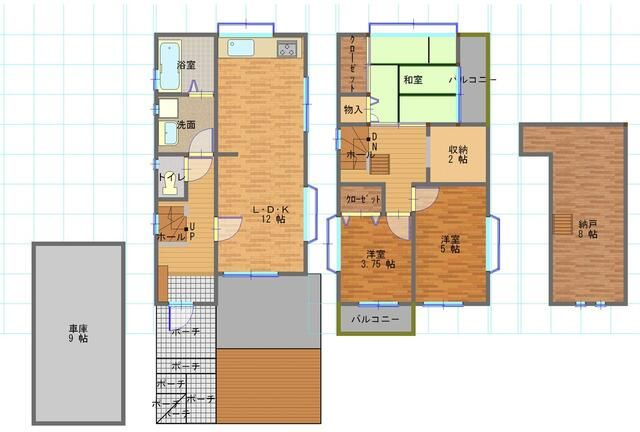 地下車庫ガレージハウスの間取り