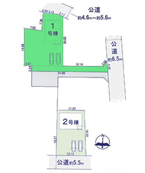 【区画図】 | アーバンスタイル渋川市石原1期ー① | 有効宅地面積85坪！並列3台駐車可能！