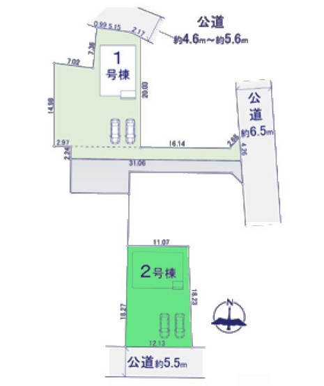 【区画図】 | アーバンスタイル渋川市石原1期ー② | 敷地面積60坪！並列3台駐車可能！
