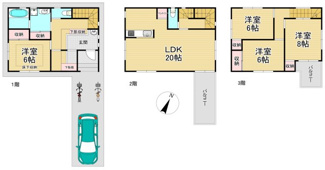 【間取り】 | 大阪市此花区西九条１丁目　中古戸建 | 延床面積35.31坪の４ＬＤＫ♪