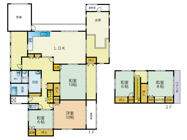 【間取り】 | 【中古戸建住宅】美郷町六郷字馬場 六郷小学校550ｍ5LDK電動シャッタービルトイン車庫あり