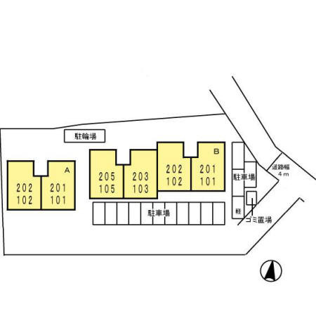 プレジール堀溝B棟の区画図
