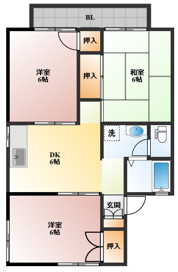 プレジール堀溝B棟の間取り