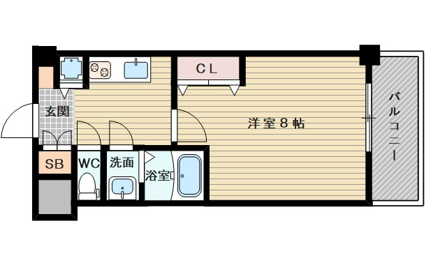 1Kの間取りです