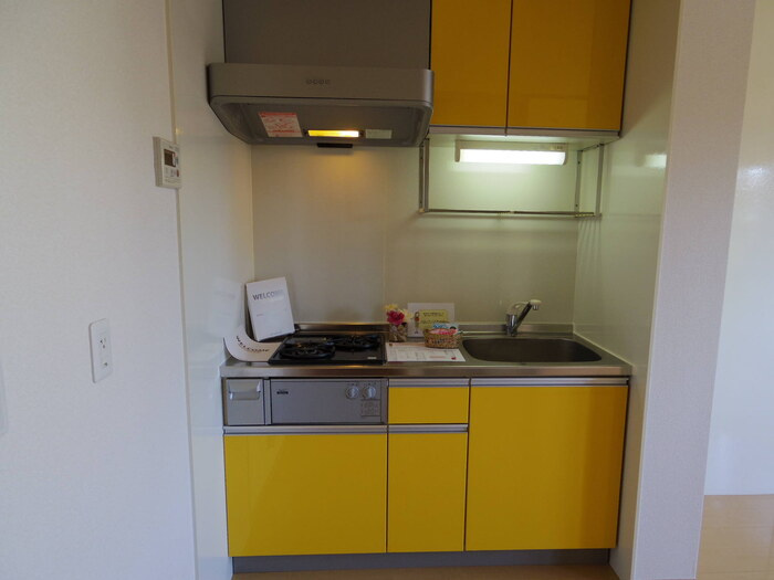 アルバ Ｂのキッチン|対面式システムキッチン(2口ｶﾞｽｺﾝﾛ付）